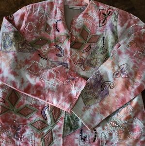 Draper's & Damon's XL Pink and White Embroidered Jacket